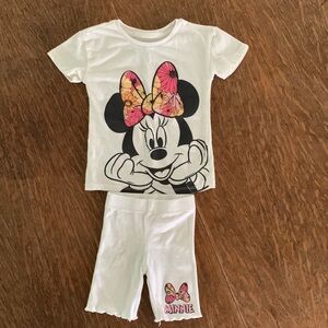 Toddler Girls’ Disney Minnie Mouse Top & Bottom Set - Cream 12 month